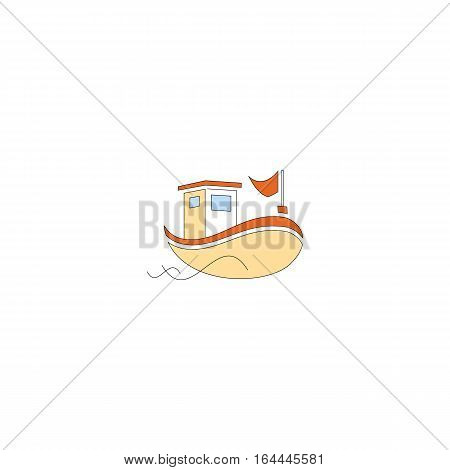 Bautiful cartoon style fishing boat isolated on a white backgorund.