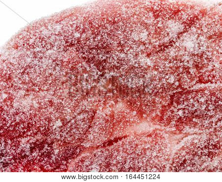 Frozen Raw Pork Neck Chops Meat Steak Isolated On White.