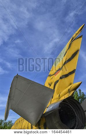 The nozzle and the elevator of a MiG-21