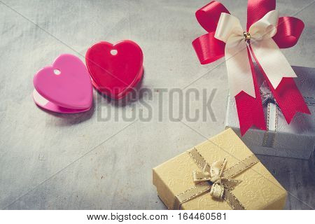 Valentine's Day Background,red Heart With Red White Rose ,ribbon