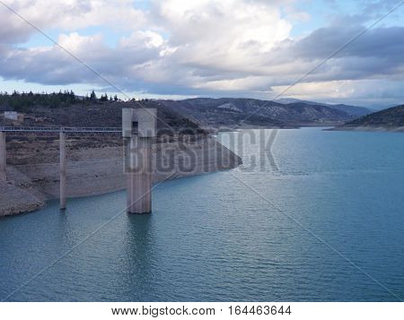 Asprokremmos Dam Water Reservoir In Cyprus
