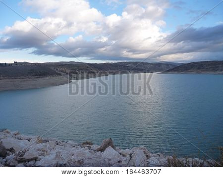 Asprokremmos Dam Water Reservoir In Cyprus