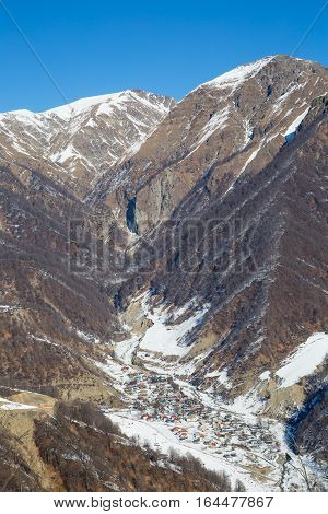 mountains in the snow in Gabala Azerbaijan