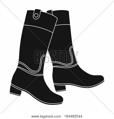 Jockey's high boots icon in black design isolated on white background. Hippodrome and horse symbol stock vector illustration.