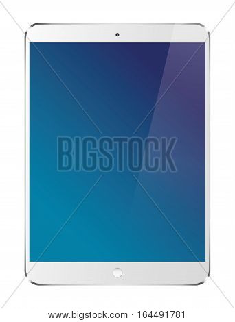 Realistic white tablet pc computer with blank screen isolated on white background. Vector eps10 illustration