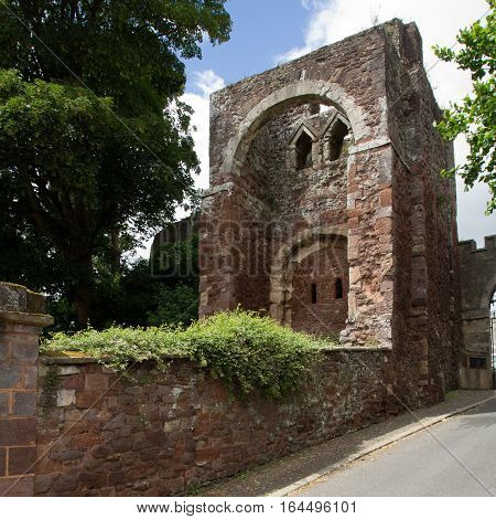 EXETER DEVON UK 11.07.2016: gatehouse was built by William the Conqueror. Part of the Norman Castle of Rougemont