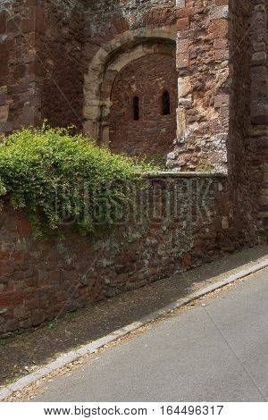 EXETER DEVON UK 11.07.2016: gatehouse was built by William the Conqueror. Part of the Norman Castle of Rougemont