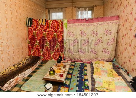 Sleeping area for refugee in the temporary apartment