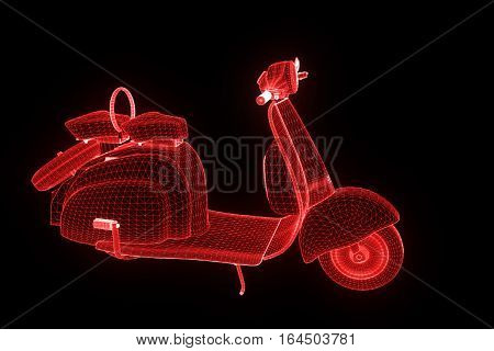 Motorroller in Hologram Wireframe Style. Nice 3D Rendering