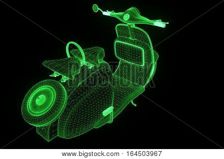 Motorroller in Hologram Wireframe Style. Nice 3D Rendering