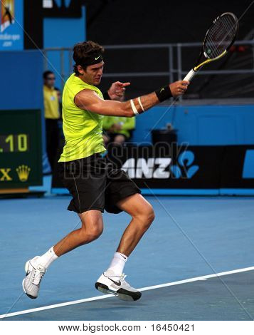 MELBOURNE, Avustralya - 20 Ocak: Arjantinli tenis oyuncusu Juan Martin Del Potro U üzerinde onun kazanmak