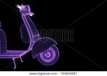 Motorroller in Hologram Wireframe Style. Nice 3D Rendering