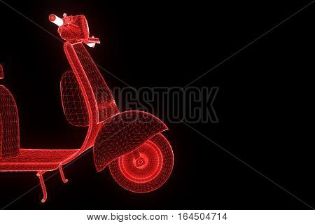 Motorroller in Hologram Wireframe Style. Nice 3D Rendering