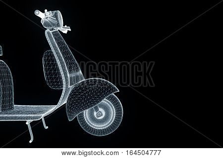 Motorroller in Hologram Wireframe Style. Nice 3D Rendering