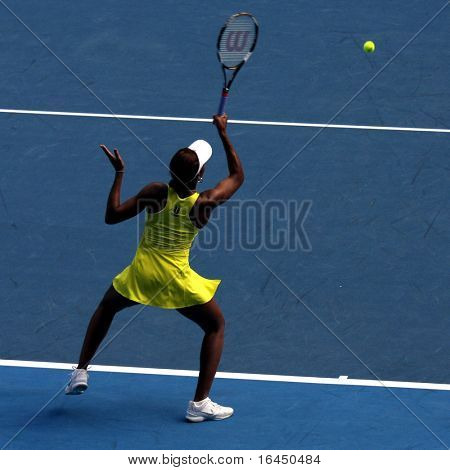 MELBOURNE, Avustralya - 19 Ocak: Venus Williams Lucie Safarova üzerinde onu ilk turda kazanmak 
