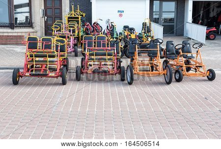 Bikes and warcars to borrow on the promenade of Koksijde Belgium