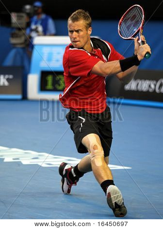เมลเบิร์น ออสเตรเลีย - 23 มกราคม: ฮิววิท Lleyton ในการแข่งขันของเขารอบสามที่ Op ออสเตรเลีย 2010