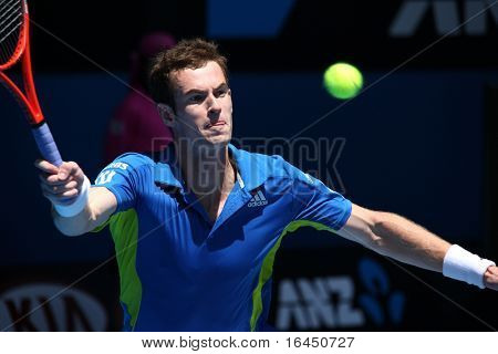 MELBOURNE, AUSTRALIA - JANUARY 24: Andy Murray in his win over John Isner during  the 2010 Australian Open on January 24, 2010 in Melbourne, Australia