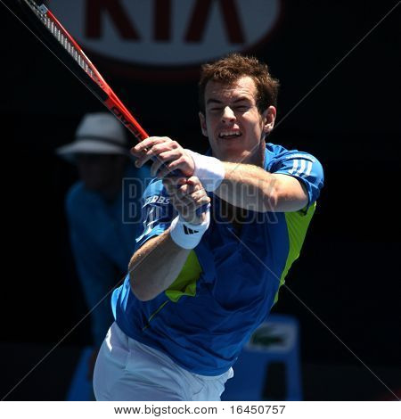 MELBOURNE, AUSTRALIA - JANUARY 24: Andy Murray in his win over John Isner during  the 2010 Australian Open on January 24, 2010 in Melbourne, Australia
