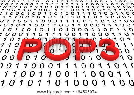 POP3 in the form of binary code, 3D illustration