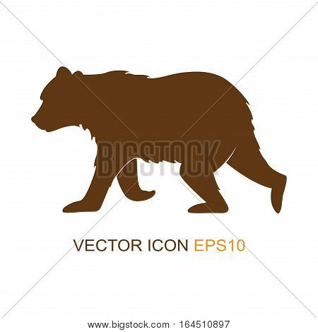 Silhouette bear. Wild nature. Logo. Vector illustration. Brown bear.