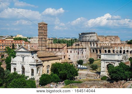 Aerial view of the historic building in Rome Italy