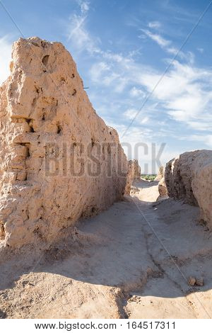 Ruins of the Fortress Kyzyl-Kala of Ancient Khorezm in Kyzylkum desert. Uzbekistan