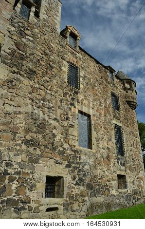 An external view of the tower building at Elcho castle