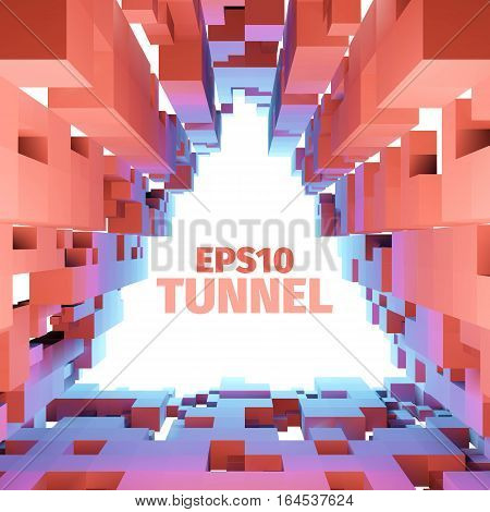 Abstract vector tunnel. 3d background. Web banner