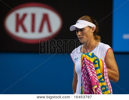 MELBOURNE - Januar 20: Samantha Stosur Australien in ihrer zweiten Runde Sieg über Vera Dushevina von