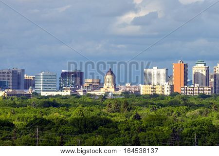 Aerial view at Winnipeg city Manitoba Canada