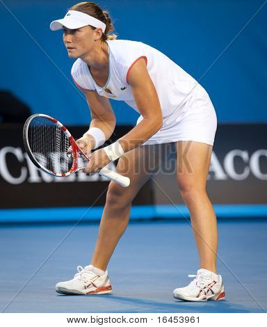 MELBOURNE - Januar 20: Samantha Stosur Australien in ihrer zweiten Runde Sieg über Vera Dushevina von