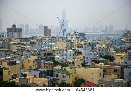Aerial view of Kaohsiung City special municipality in the Republic of China on Taiwan Asia