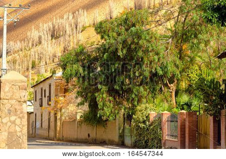 Town of Pisco Elqui in the Elqui Valley in Chile