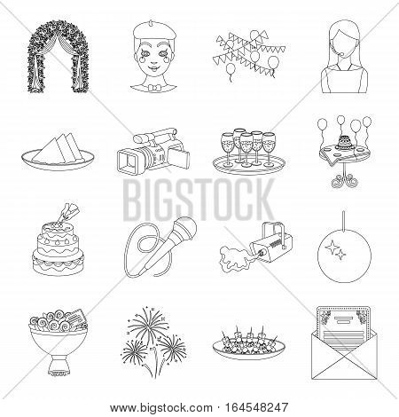 Event service set icons in outline design. Big collection of event service vector symbol stock illustration