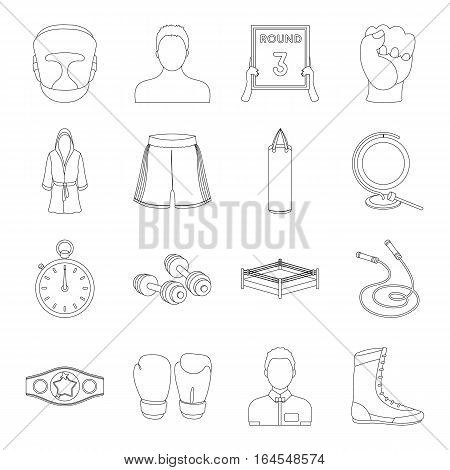 Boxing set icons in outline design. Big collection of boxing vector symbol stock illustration