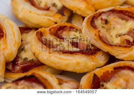 salt cookies with ham and cheese in pastry