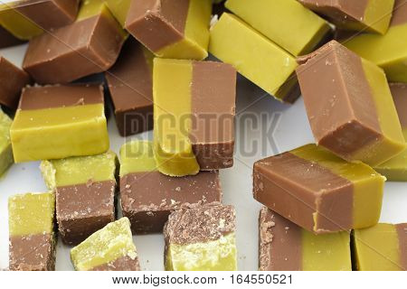 Lime and chocolate fudge on the street market