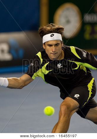 MELBOURNE - 28 januari: David Ferrer van Spanje in zijn halve finale verlies aan Andy Murray van Groot-Brittannië