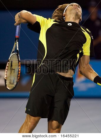 MELBOURNE - 28 januari: David Ferrer van Spanje in zijn halve finale verlies aan Andy Murray van Groot-Brittannië