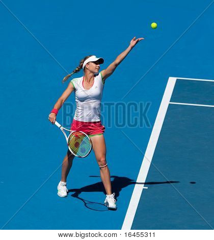 เมลเบิร์น ออสเตรเลีย - 28 มกราคม: Maria Kirilenko ของรัสเซียในผู้หญิงคู่ผสมสุดท้ายที่อู