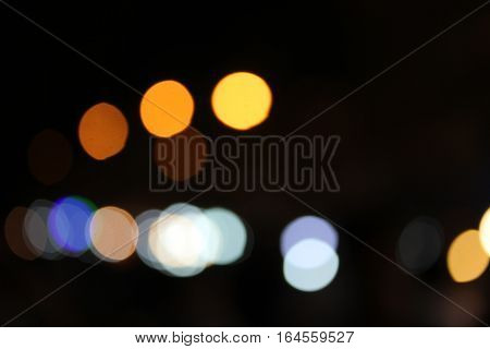 Night City Street Lights Bokeh Background.
