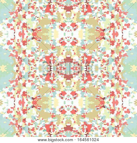 Seamless nature pattern. Stone, snake skin, band view mosaic motley texture. Ornamental collage. Orange, green, blue soft colored background. Vector