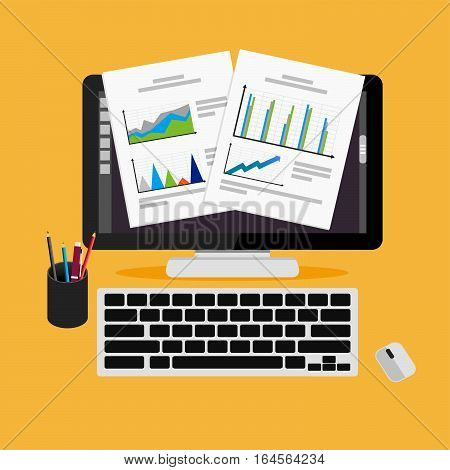 Business supplies. Business proposal business report or business paper concept illustration