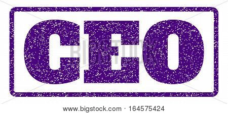 Indigo Blue rubber seal stamp with Ceo text. Vector caption inside rounded rectangular frame. Grunge design and dust texture for watermark labels. Horisontal sign on a white background.