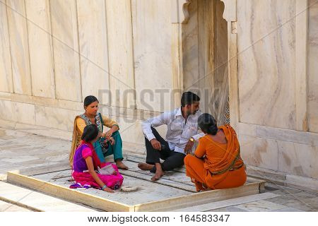 Agra, India - November 7: Unidentified People Sit In Nagina Masjid (gem Mosque) In Agra Fort On Nove