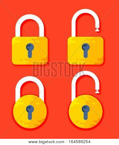 Lock Open And Lock Closed Vector Icons