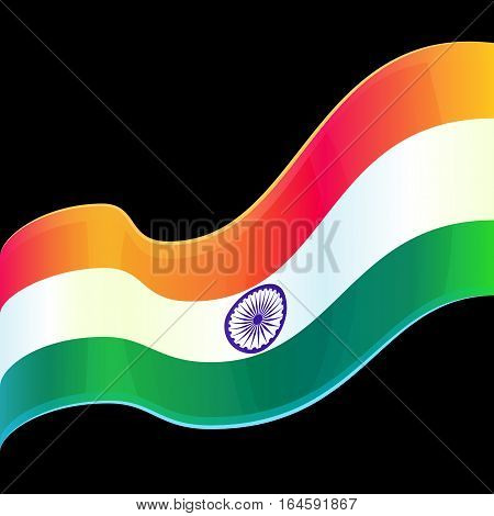 Republic Day in India, 26 January. Vector design element, background with Indian national flag. Isolated on black