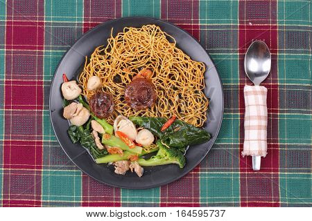 Crisy Noodle Topped Kale Soup.