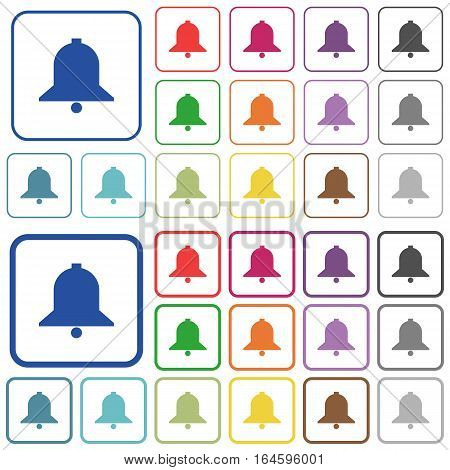 Bell color flat icons in rounded square frames. Thin and thick versions included.